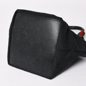 Very Good Condition GUCCI Gucci Sherry Line Hand Bag Handbag GG Canvas 131228 Black Black Used 4a001657