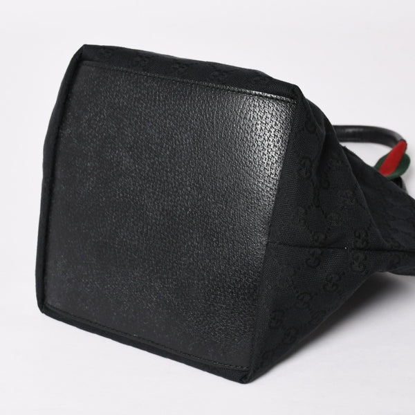 Very Good Condition GUCCI Gucci Sherry Line Hand Bag Handbag GG Canvas 131228 Black Black Used 4a001657