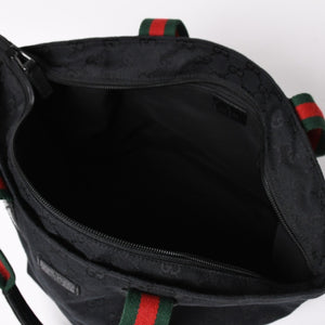 Very Good Condition GUCCI Gucci Sherry Line Hand Bag Handbag GG Canvas 131228 Black Black Used 4a001657