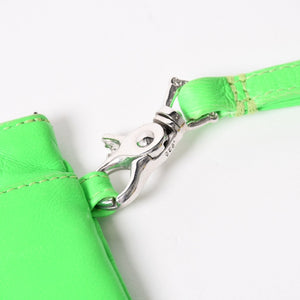 CHROME HEARTS クロムハーツ ジッパーチェンジパース ネオングリーン レザー シルバー925 ダガー スクロールラベル クロスパッチ 美品 中古 4a004011