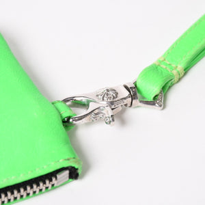 CHROME HEARTS クロムハーツ ジッパーチェンジパース ネオングリーン レザー シルバー925 ダガー スクロールラベル クロスパッチ 美品 中古 4a004011