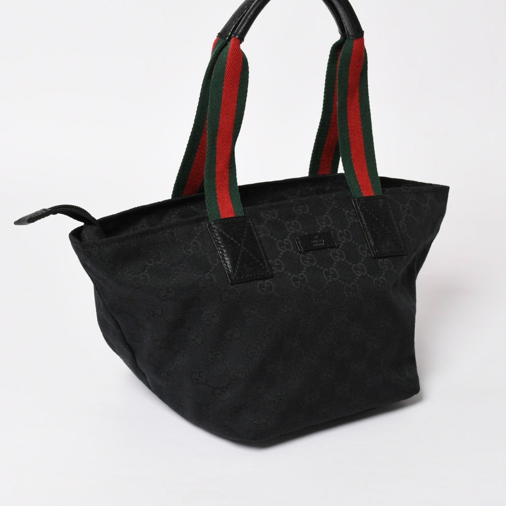 Very Good Condition GUCCI Gucci Sherry Line Hand Bag Handbag GG Canvas 131228 Black Black Used 4a001657