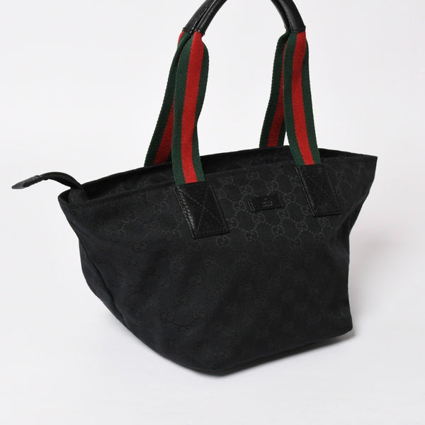 Very Good Condition GUCCI Gucci Sherry Line Hand Bag Handbag GG Canvas 131228 Black Black Used 4a001657