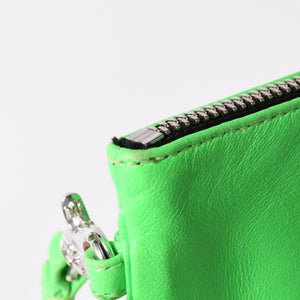 CHROME HEARTS クロムハーツ ジッパーチェンジパース ネオングリーン レザー シルバー925 ダガー スクロールラベル クロスパッチ 美品 中古 4a004011