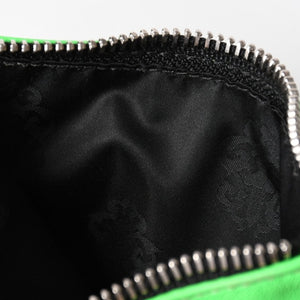 CHROME HEARTS クロムハーツ ジッパーチェンジパース ネオングリーン レザー シルバー925 ダガー スクロールラベル クロスパッチ 美品 中古 4a004011