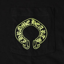 画像をギャラリービューアに読み込む, 新品未使用 CHROME HEARTS クロムハーツ 長袖Tシャツ サイズL フローラルクロス ホースシュー ブラック ライムグリーン 新型 中古 4a004018