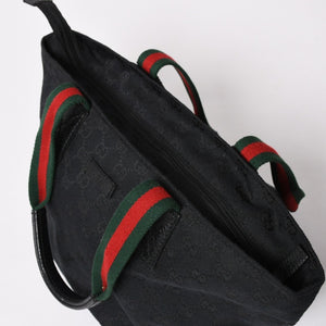 Very Good Condition GUCCI Gucci Sherry Line Hand Bag Handbag GG Canvas 131228 Black Black Used 4a001657
