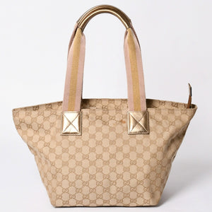 GUCCI Gucci Tote Bag gg Canvas 131230 Beige Gold Bronze Hardware Good Condition Used 4a001659