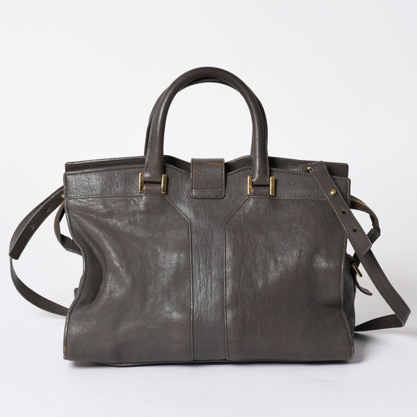 YVES SAINT LAURENT Yves Saint Laurent Cabas Chic 2WAY Handbag Shoulder Bag Y Line Charcoal Gray Gold Hardware Good Condition Used 4a001647