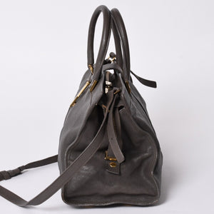 YVES SAINT LAURENT Yves Saint Laurent Cabas Chic 2WAY Handbag Shoulder Bag Y Line Charcoal Gray Gold Hardware Good Condition Used 4a001647