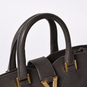 YVES SAINT LAURENT Yves Saint Laurent Cabas Chic 2WAY Handbag Shoulder Bag Y Line Charcoal Gray Gold Hardware Good Condition Used 4a001647