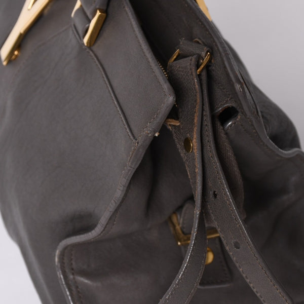 YVES SAINT LAURENT Yves Saint Laurent Cabas Chic 2WAY Handbag Shoulder Bag Y Line Charcoal Gray Gold Hardware Good Condition Used 4a001647