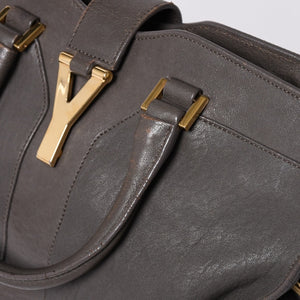 YVES SAINT LAURENT Yves Saint Laurent Cabas Chic 2WAY Handbag Shoulder Bag Y Line Charcoal Gray Gold Hardware Good Condition Used 4a001647