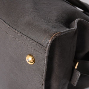 YVES SAINT LAURENT Yves Saint Laurent Cabas Chic 2WAY Handbag Shoulder Bag Y Line Charcoal Gray Gold Hardware Good Condition Used 4a001647