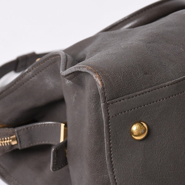 YVES SAINT LAURENT Yves Saint Laurent Cabas Chic 2WAY Handbag Shoulder Bag Y Line Charcoal Gray Gold Hardware Good Condition Used 4a001647