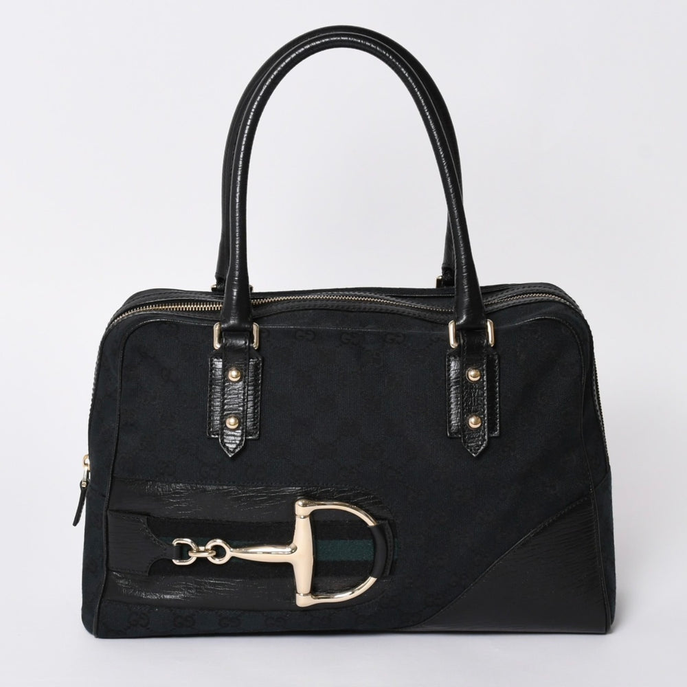 極美品 GUCCI グッチ シェリーライン ホースビット Tote Bag トートバッグ レザー GGキャンバス 141503 中古 4a001692
