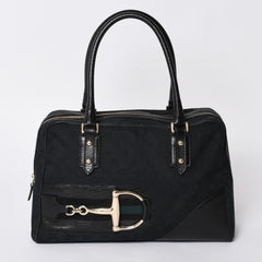 Very Good Condition GUCCI Sherry Line Horsebit Tote Bag Leather GG Canvas 141503 Used 4a001692