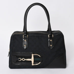 Very Good Condition GUCCI Sherry Line Horsebit Tote Bag Leather GG Canvas 141503 Used 4a001692