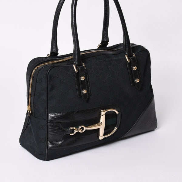 Very Good Condition GUCCI Sherry Line Horsebit Tote Bag Leather GG Canvas 141503 Used 4a001692