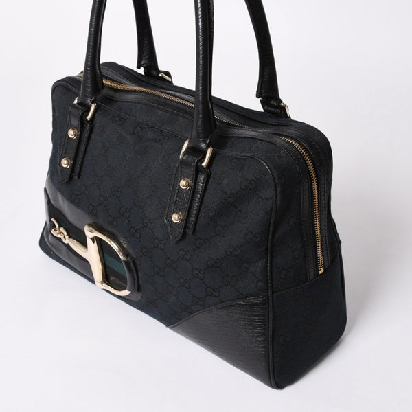 Very Good Condition GUCCI Sherry Line Horsebit Tote Bag Leather GG Canvas 141503 Used 4a001692