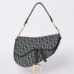 極美品 Christian Dior クリスチャンディオール サドルバッグ ワンショルダーバッグ RU 0020 トロッター ネイビー ガリアーノ期 中古 4a001665