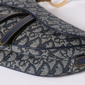 極美品 Christian Dior クリスチャンディオール サドルバッグ ワンショルダーバッグ RU 0020 トロッター ネイビー ガリアーノ期 中古 4a001665