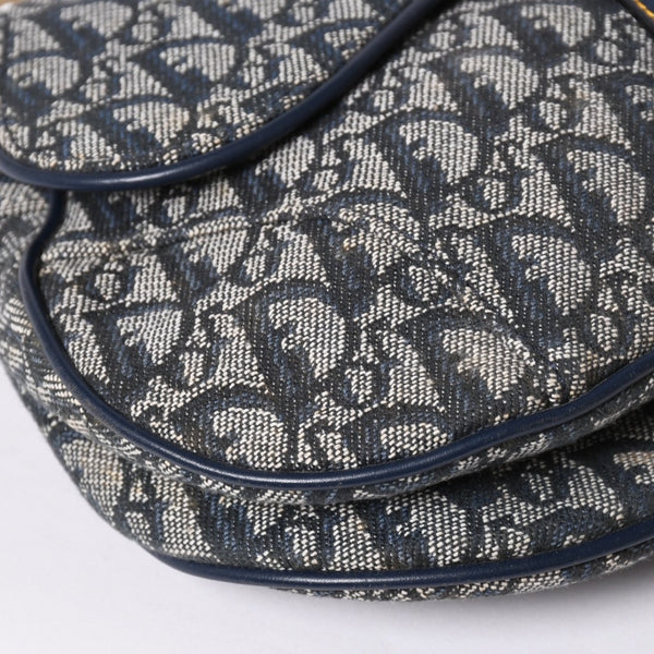 極美品 Christian Dior クリスチャンディオール サドルバッグ ワンショルダーバッグ RU 0020 トロッター ネイビー ガリアーノ期 中古 4a001665