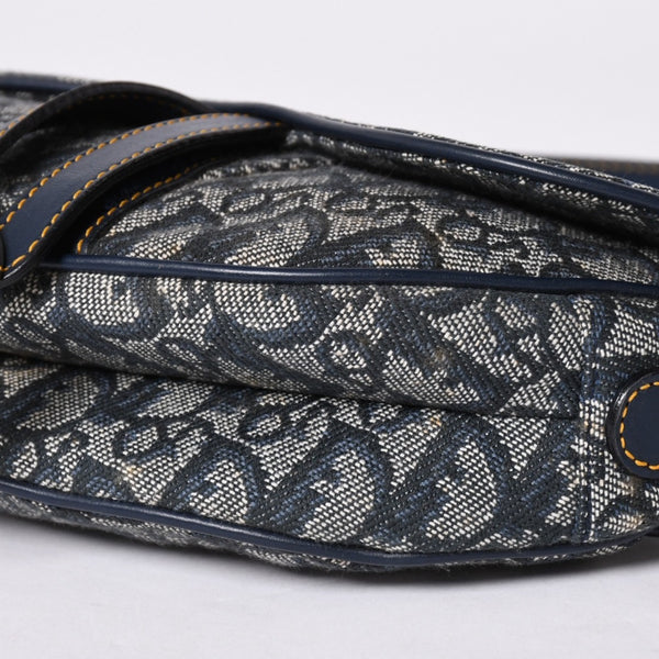 極美品 Christian Dior クリスチャンディオール サドルバッグ ワンショルダーバッグ RU 0020 トロッター ネイビー ガリアーノ期 中古 4a001665