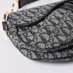 極美品 Christian Dior クリスチャンディオール サドルバッグ ワンショルダーバッグ RU 0020 トロッター ネイビー ガリアーノ期 中古 4a001665