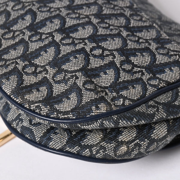 極美品 Christian Dior クリスチャンディオール サドルバッグ ワンショルダーバッグ RU 0020 トロッター ネイビー ガリアーノ期 中古 4a001665