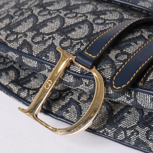極美品 Christian Dior クリスチャンディオール サドルバッグ ワンショルダーバッグ RU 0020 トロッター ネイビー ガリアーノ期 中古 4a001665