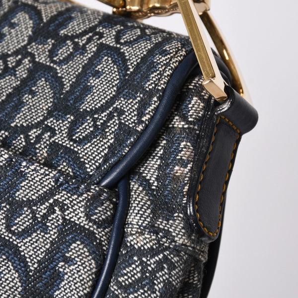極美品 Christian Dior クリスチャンディオール サドルバッグ ワンショルダーバッグ RU 0020 トロッター ネイビー ガリアーノ期 中古 4a001665