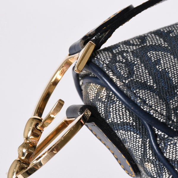 極美品 Christian Dior クリスチャンディオール サドルバッグ ワンショルダーバッグ RU 0020 トロッター ネイビー ガリアーノ期 中古 4a001665