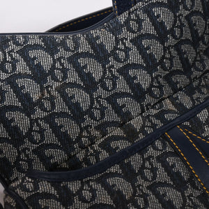 極美品 Christian Dior クリスチャンディオール サドルバッグ ワンショルダーバッグ RU 0020 トロッター ネイビー ガリアーノ期 中古 4a001665