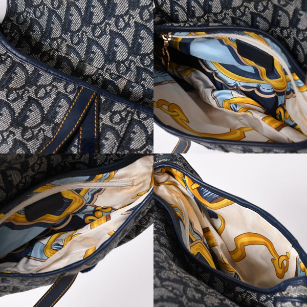 極美品 Christian Dior クリスチャンディオール サドルバッグ ワンショルダーバッグ RU 0020 トロッター ネイビー ガリアーノ期 中古 4a001665
