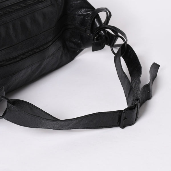 Very Good Condition BALENCIAGA Neo Hobo Bag Shoulder Bag 695826 Leather Black Black Metal Fittings Used 4a001186