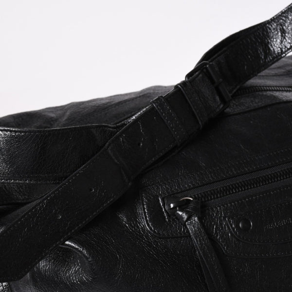 Very Good Condition BALENCIAGA Neo Hobo Bag Shoulder Bag 695826 Leather Black Black Metal Fittings Used 4a001186