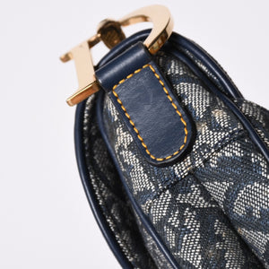 極美品 Christian Dior クリスチャンディオール サドルバッグ ワンショルダーバッグ RU 0020 トロッター ネイビー ガリアーノ期 中古 4a001665