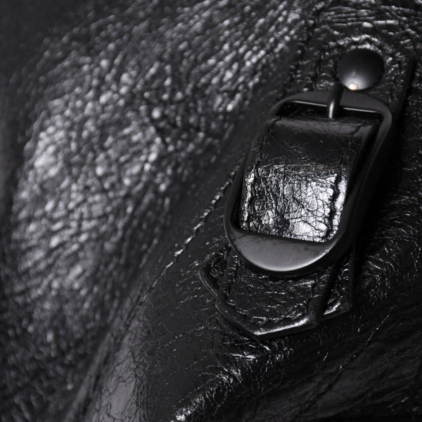 Very Good Condition BALENCIAGA Neo Hobo Bag Shoulder Bag 695826 Leather Black Black Metal Fittings Used 4a001186