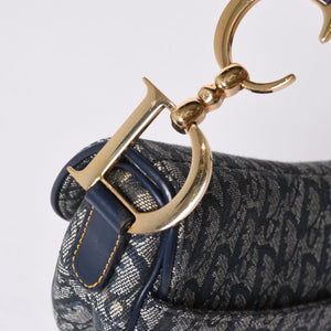 極美品 Christian Dior クリスチャンディオール サドルバッグ ワンショルダーバッグ RU 0020 トロッター ネイビー ガリアーノ期 中古 4a001665