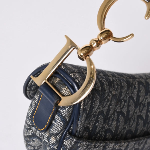 極美品 Christian Dior クリスチャンディオール サドルバッグ ワンショルダーバッグ RU 0020 トロッター ネイビー ガリアーノ期 中古 4a001665