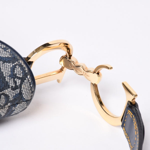 極美品 Christian Dior クリスチャンディオール サドルバッグ ワンショルダーバッグ RU 0020 トロッター ネイビー ガリアーノ期 中古 4a001665