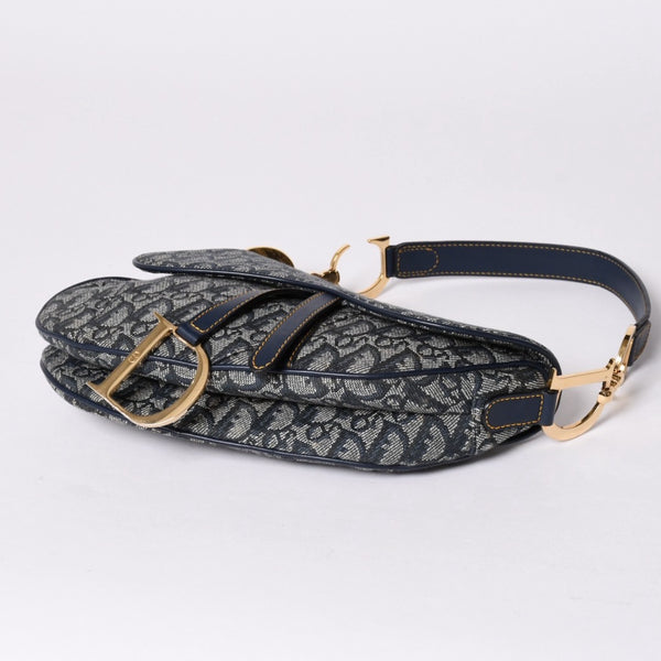 極美品 Christian Dior クリスチャンディオール サドルバッグ ワンショルダーバッグ RU 0020 トロッター ネイビー ガリアーノ期 中古 4a001665