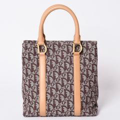 Very Good Condition Christian Dior Trotter Tote Bag Canvas Leather Brown Used 4a001667