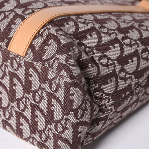 Very Good Condition Christian Dior Trotter Tote Bag Canvas Leather Brown Used 4a001667