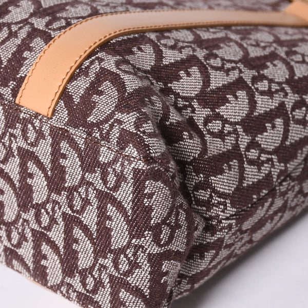 Very Good Condition Christian Dior Trotter Tote Bag Canvas Leather Brown Used 4a001667