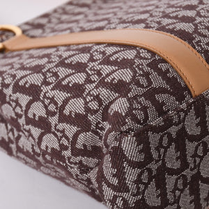 Very Good Condition Christian Dior Trotter Tote Bag Canvas Leather Brown Used 4a001667