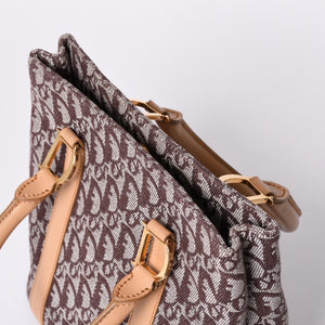 Very Good Condition Christian Dior Trotter Tote Bag Canvas Leather Brown Used 4a001667