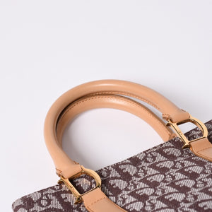 Very Good Condition Christian Dior Trotter Tote Bag Canvas Leather Brown Used 4a001667