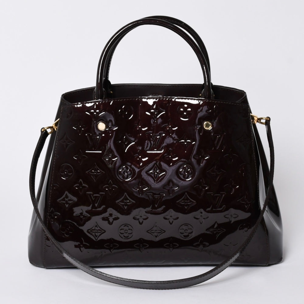 Very Good Condition LOUIS VUITTON Purple 2WAY Bag Montaigne BB Monogram Vernis Handbag CA4185 Used 4a001618